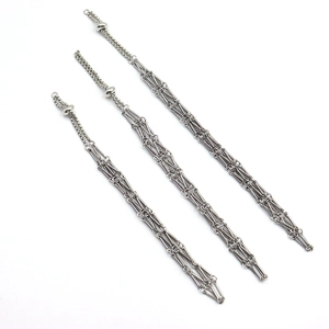 Detail of silver stainless steel mesh chain pendants for bags and keychains