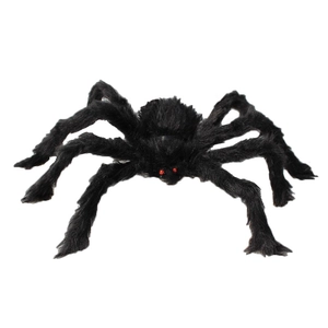 Grande ragno di peluche nero con occhi rossi per decorazione di Halloween