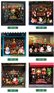 Detailed collection of removable Christmas window stickers featuring Santa and snowflakes