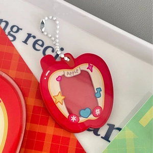 Acrylic Photocard Holder Keychain Cartoon Fruit Shaped ID Photo Protective Sleeve Transparent Card Case Backpack Hanging Ornament