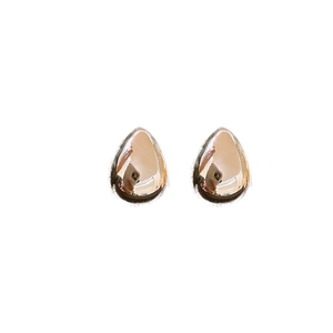 Polished gold plated teardrop stud earrings with a minimalist water drop design