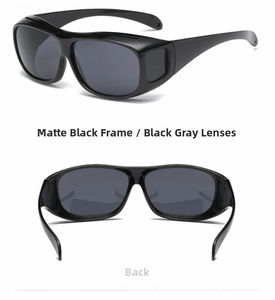 Macro view of matte black wrap around cycling sunglasses with dark grey lenses