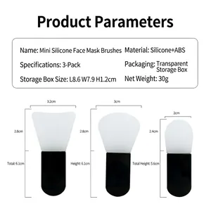 Portable 3-piece silicone face mask brush set with ABS handles and clear travel storage box