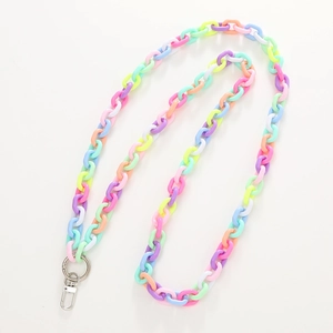 Colorful 120cm acrylic crossbody phone chain strap with macaron plastic links and metal clasps