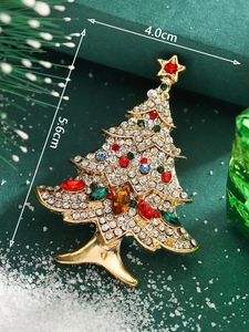 Christmas tree brooch with multi-colored crystals and dimension scales 4.0cm x 5.6cm