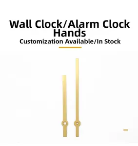 Detail view of golden aluminum clock hands set with round copper shaft hole for DIY repair