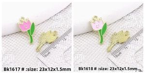 Detailed size view of tulip alloy pendants with smiling face for DIY jewelry making