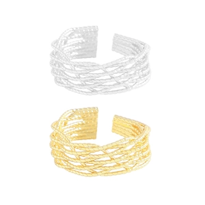 Minimalist S925 sterling silver woven lace open rings in gold and silver finishes