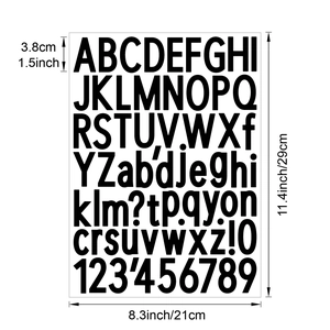 1.5-inch black alphanumeric stickers set for DIY crafts and waterproof industrial labeling