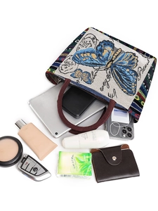 Bohemian butterfly woven tote bag with large capacity for daily essentials and gadgets