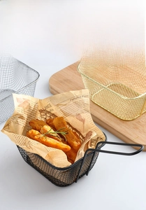Panier à friture en acier au carbone avec poignée pour frites et snacks variés