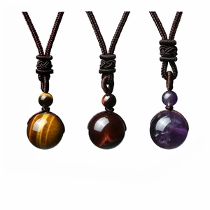 Collier Pendentif En Perle Ronde Pierre Naturelle Cordon Tressé Fait Main Bijoux Ethniques Réglables Hommes Femmes