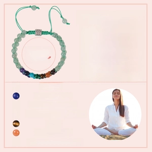 Adjustable 6mm malachite chakra stone double-layer woven bracelet with tree of life charm