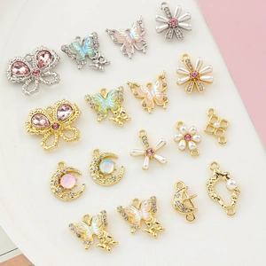 Breloques Papillon Lune Fleur En Alliage Avec Strass Et Fausses Künstliche Perles Pour Fabrication De Bijoux DIY Artisanat