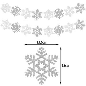 Silver glitter snowflake garland banners with 13.6x15cm dimensions for winter parties