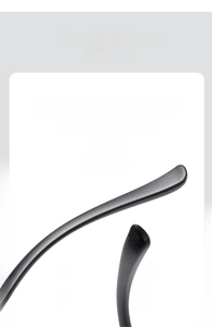 Close-up of ergonomic black anti-slip temples on trendy cat-eye optical frames