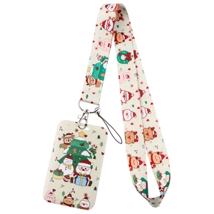 Detailed Christmas lanyard and card holder set with Santa, snowman and reindeer patterns