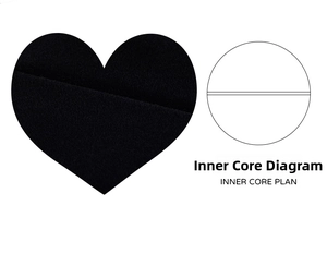 Detail view of the black velvet heart-shaped inner core and technical structure of the ring box