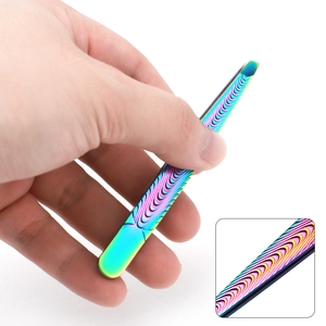 High-precision stainless steel tweezers with colorful fish scale pattern and slanted tip
