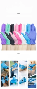 Detailed overview of colorful nitrile gloves for cleaning, medical, and food handling use
