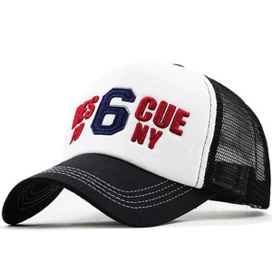 Vintage Trucker Hat 3D Letter Embroidery Cotton Mesh Breathable Curved Brim Adjustable Baseball Cap Casual Streetwear