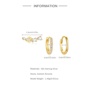 Detailed view of S925 sterling silver hoop earrings with AAAAA zirconia and size specs