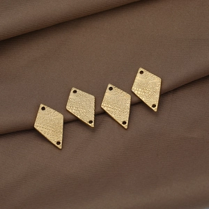Golden rhombic geometric charms with textured surface for DIY jewelry making