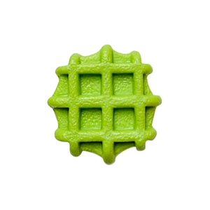 Supporto per telefono a forma di waffle verde con trama a griglia su sfondo bianco