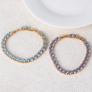 Fashionable gold chain evil eye bracelets with blue and white zircon stones for women