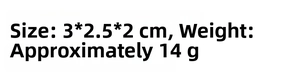 Detailed size chart showing product dimensions 3x2.5x2cm and weight 14g for crystal frog