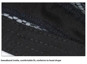 Detailed macro view of the internal sweatband and stitching inside the mesh sports cap