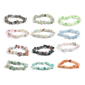 Assorted natural agate and crystal irregular stone bracelets in multiple vibrant colors