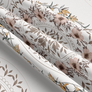 Close-up of floral print fabric showing vintage botanical patterns and soft textile texture
