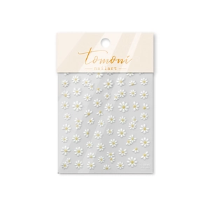 Cute white daisy jelly nail art stickers with yellow centers for fresh manicure styles