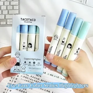Set of 4 soft tone pastel highlighters in Sea Salt Bubble colors for eye protection