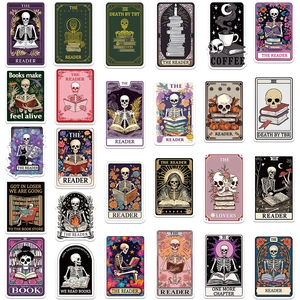 Set of 50 waterproof tarot reader skeleton stickers for laptops and skateboards