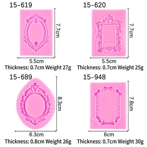 Pink vintage relief frame silicone mold set for fondant cake decorating and chocolate