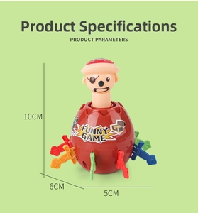 Detailed size parameters for the red pirate barrel game toy showing 10cm height dimensions