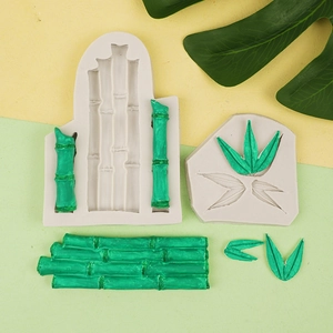Detailed bamboo and leaf silicone mold for decorating cakes and chocolate designs