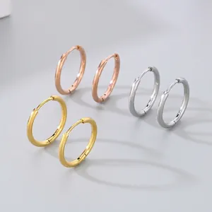 Minimalist Round Hoop Earrings 304 Stainless Steel Gold Plated Geometric Hinged Buckle Jewelry For Men Women