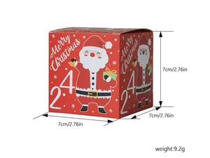 Detail view of 7cm red Christmas advent gift box with Santa Claus and number 24