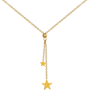 Minimalist titanium steel gold necklace featuring tassel chain and star pendants