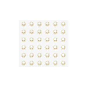 Detailed view of 36 cream-white half-round pearl stickers in a 6x6 grid for DIY crafts