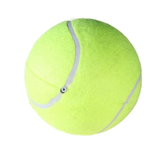 Giant inflatable tennis ball in fluorescent yellow with felt texture and air valve