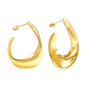 Polished gold irregular streamlined metal earrings with minimalist modern design