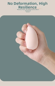 Close-up showing the high elasticity and soft texture of pink makeup sponge blender