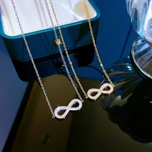 Infinity Symbol Pendant Necklace Titanium Steel Sparkling Zircon Inlaid Minimalist Jewelry For Women Elegant Gift