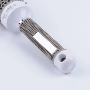 Nano Technology ceramic and ionic round hair brush with grey non-slip handle