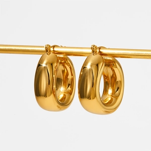 Minimalist U-shaped hollow gold-plated stainless steel earrings with high polish finish