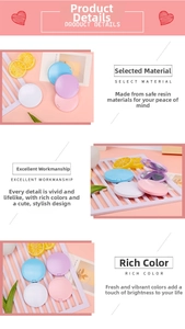 Detail of macaron-colored portable folding mirrors in pink, blue, white, and purple